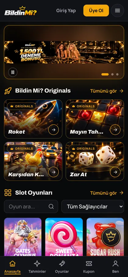 BildinMi ana sayfasının iPhone görünümü